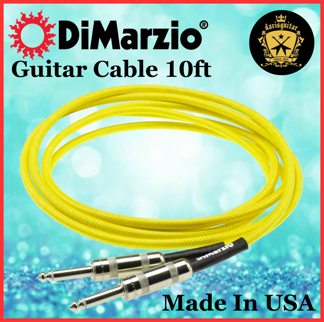 DiMarzio 10ft Guitar Cable Switchcraft Straight Ends Neon Yellow EP1710SSY