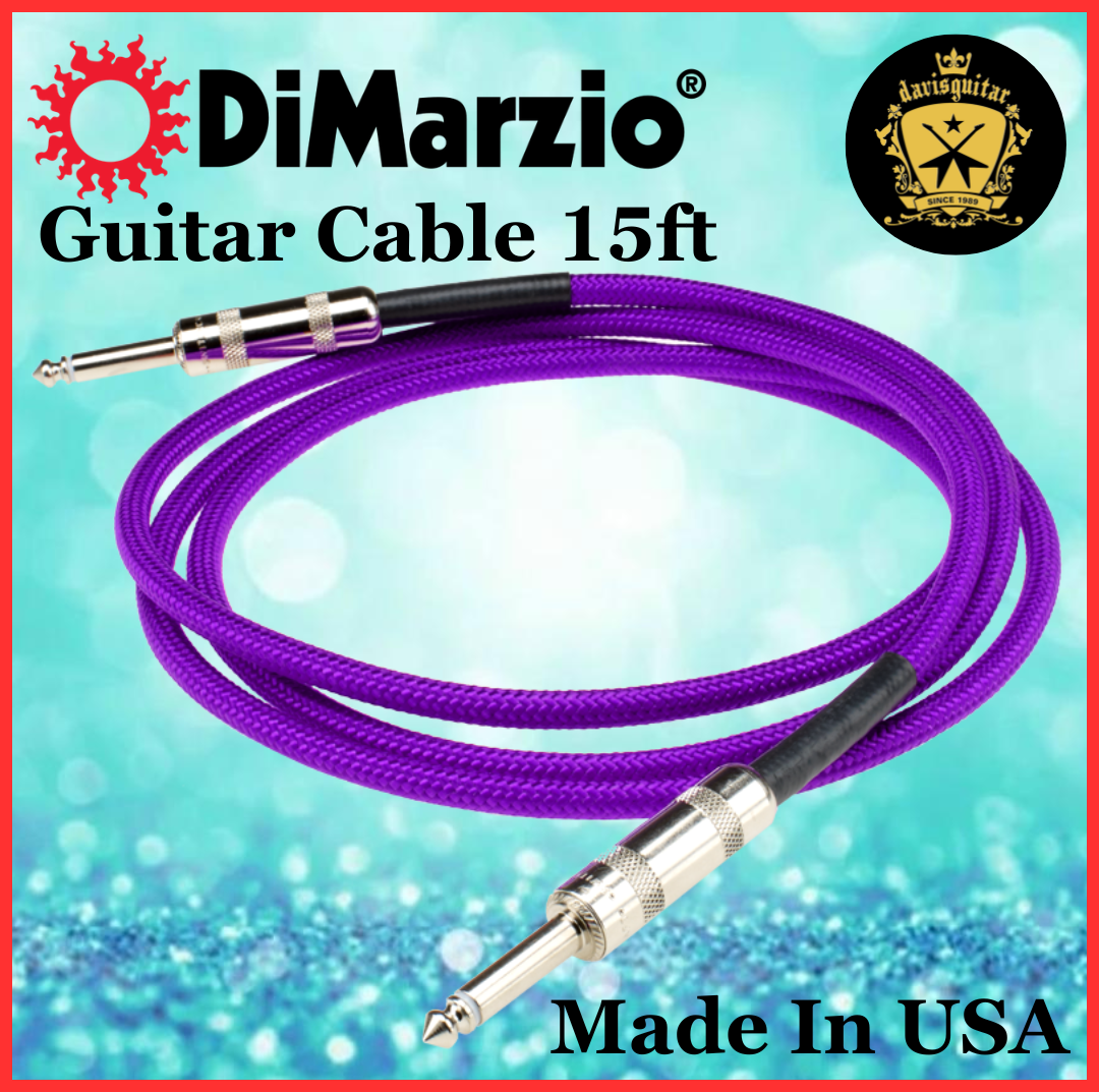 DiMarzio 15ft Guitar Cable Switchcraft Straight Ends Purple EP1715SSP