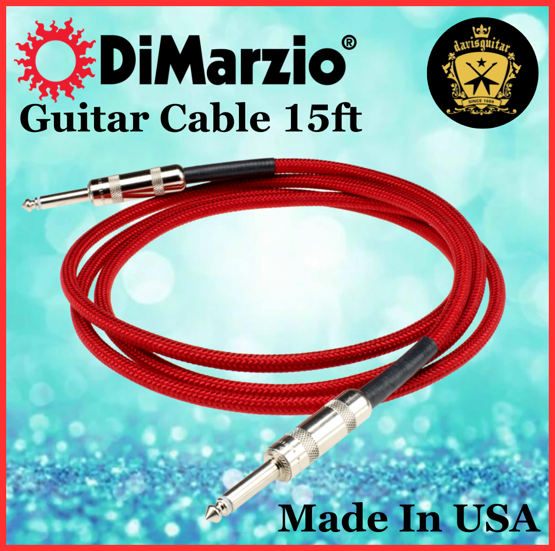 DiMarzio 15ft Guitar Cable Switchcraft Straight Ends Red EP1715SSR