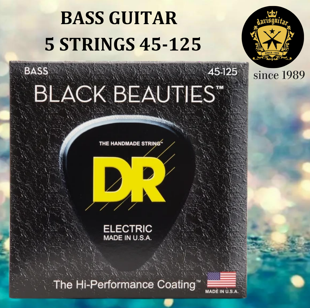 DR Strings 45-125 BKB5-45 BLACK BEAUTIES Color Coated Bass 5 Strings