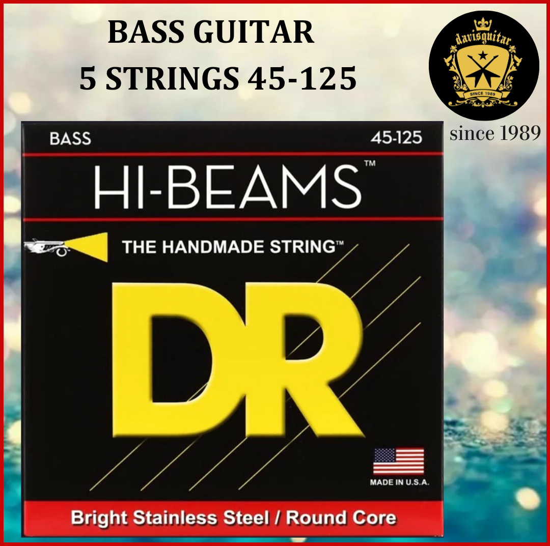 DR Strings 45-125 MR5-45 Hi-Beam™ Stainless Steel 5-String Bass Strings Round Wound