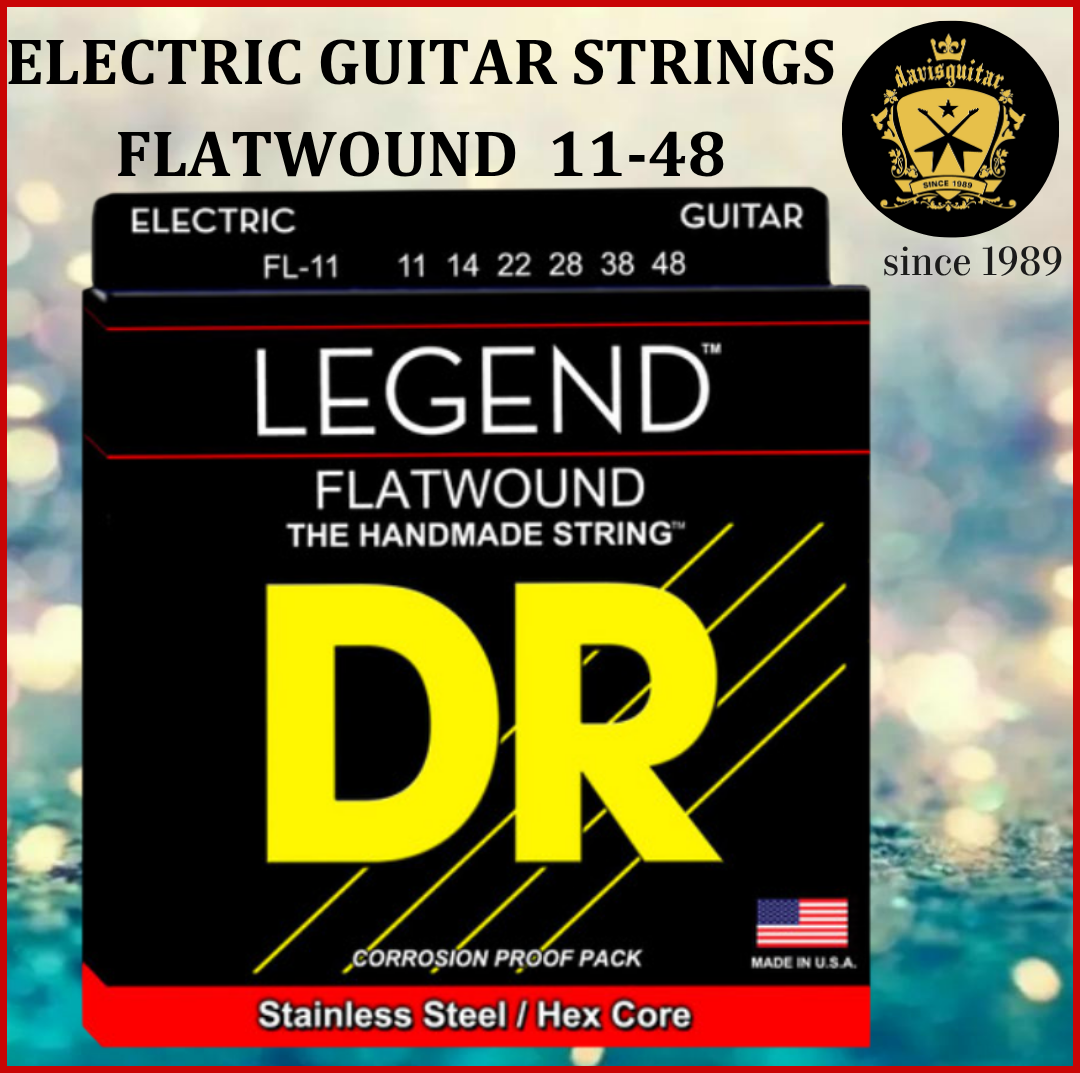 DR Strings 11-48 FL-11 LEGEND™ Polished Flatwound Stainless Steel Electric Guitar Strings