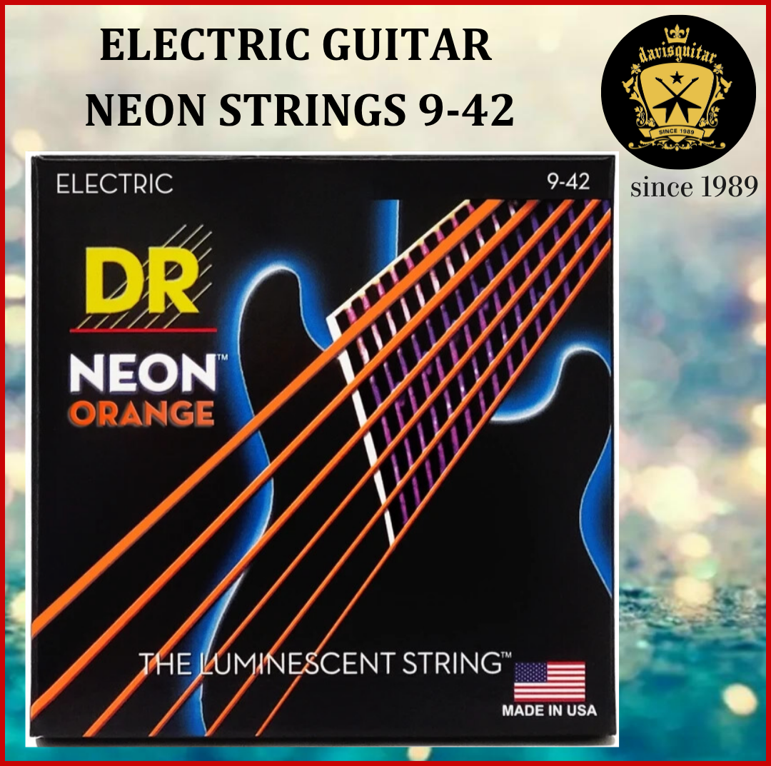 DR Strings 9-42 Orange NOE-9 Hi-DEF NEON™ Color Coated Electric Guitar Strings