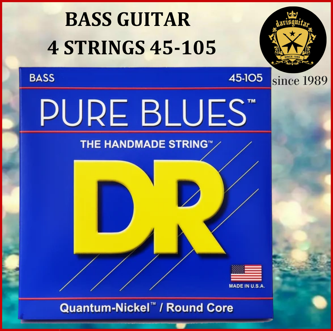 DR Strings 45-105 PB-45 Pure Blues Quantum-Nickel Bass 4 Strings