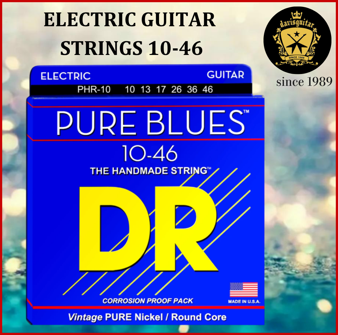 DR Strings 10-46 PHR-10 Pure Blues™ Pure Nickel Electric Guitar Strings