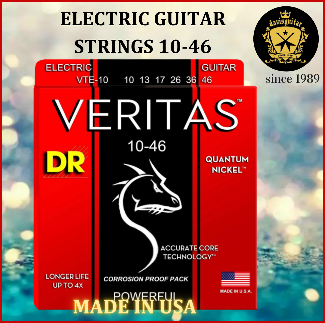 DR Strings 10-46 VTE-10 VERITAS™ Coated Quantum Nickel Electric Guitar Strings