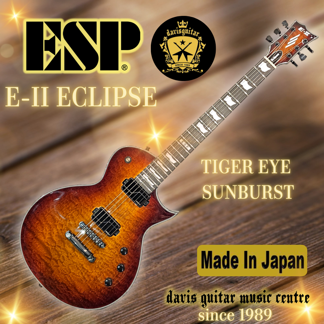 ESP E-II Eclipse Electric Guitar Fishman Fluence Tiger Eye Sunburst
