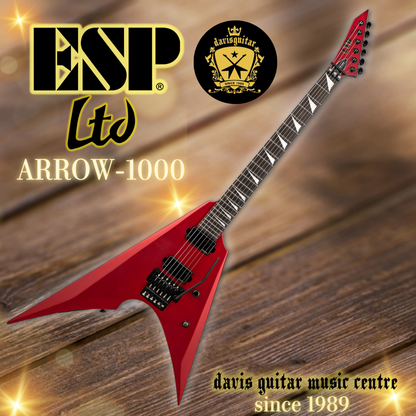 ESP LTD Arrow-1000 Electric Guitar Floyd Rose Candy Apple Red Satin