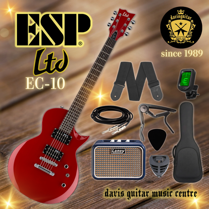 ESP LTD EC-10 Red Electric Guitar with Laney Amp, Cable, Strap, Tuner, Capo, Pick Package