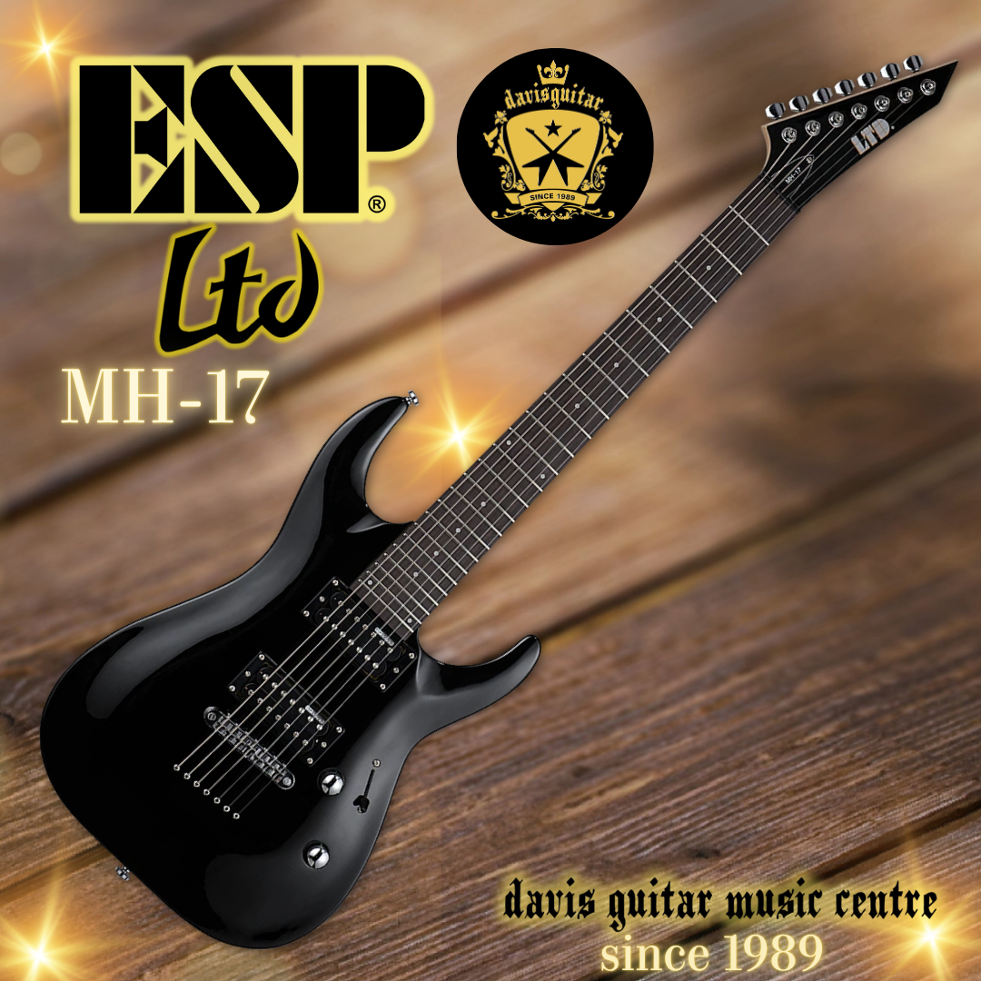 ESP LTD MH-17 Gloss Black 7 Strings Electric Guitar with Gig Bag