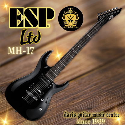 ESP LTD MH-17 Gloss Black 7 Strings Electric Guitar with Gig Bag