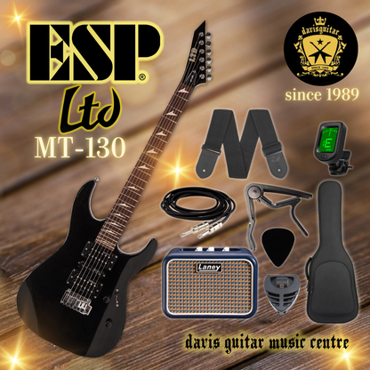 ESP LTD MT-130 Black Electric Guitar with Laney Amp, Cable, Strap, Tuner, Capo, Pick Package