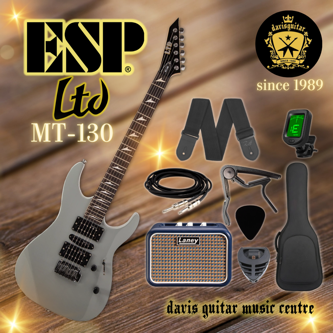 ESP LTD MT-130 Grey Electric Guitar with Laney Amp, Cable, Strap, Tuner, Capo, Pick Package