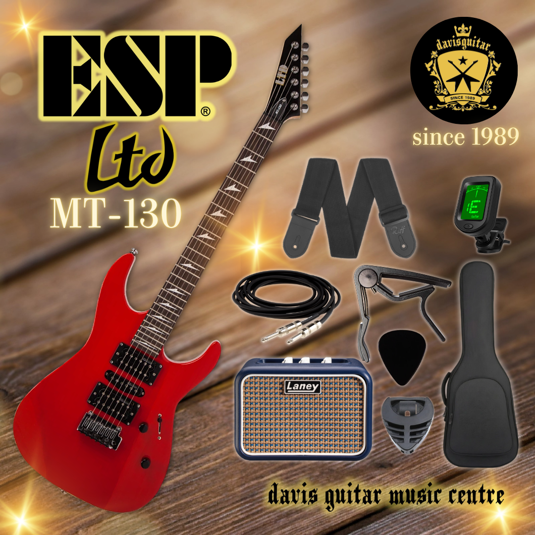 ESP LTD MT-130 Red Electric Guitar with Laney Amp, Cable, Strap, Tuner, Capo, Pick Package