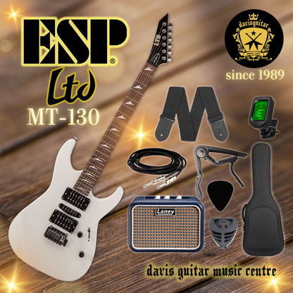 ESP LTD MT-130 Snow White Electric Guitar with Laney Amp, Cable, Strap, Tuner, Capo, Pick Package