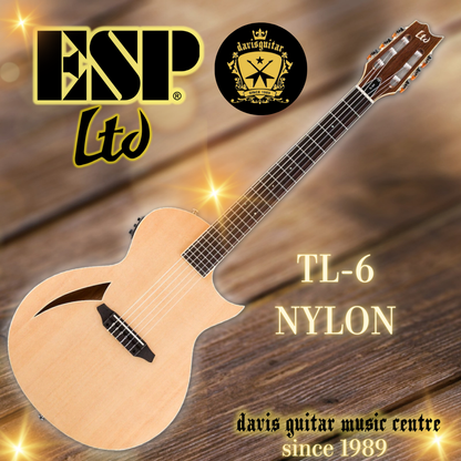 ESP LTD TL-6N Thinline Nylon String Classical Electric Guitar Natural Fishman Pickup (December)