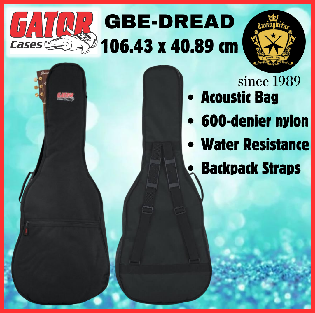 Gator Acoustic Guitar Bag GBE-Dread Padded Water-Resistant with Backpack Straps