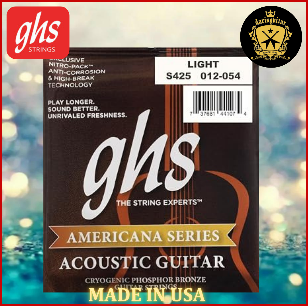 GHS Americana Series Acoustic Guitar Strings Light S425 012-054 Cryogenic Phosphor Bronze