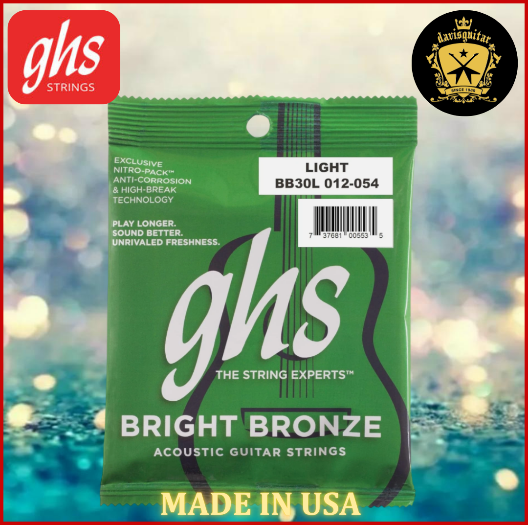 GHS BB30L 12-54 Bright Bronze 80/20 copper zinc alloy wound over Hexagonal Steel Core Acoustic Guitar String