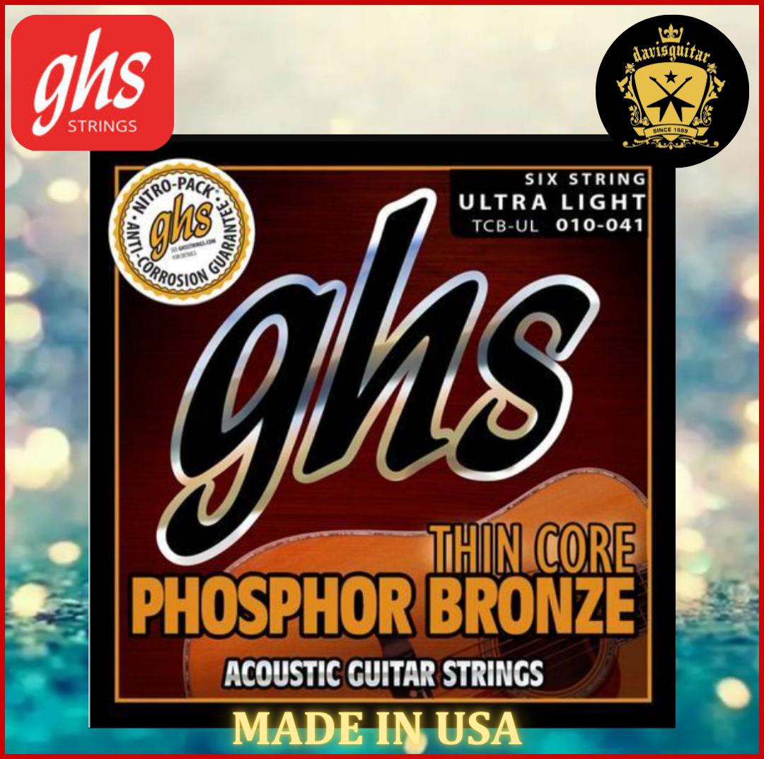 GHS TCB-UL 10-41 Acoustic Guitar Strings Thin Core Low Tension Phosphor Bronze