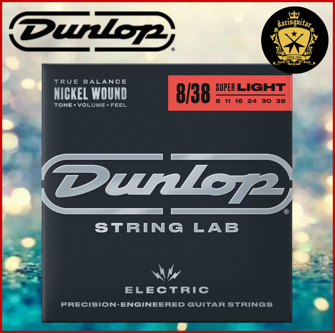 Jim Dunlop Electric Guitar Strings 8-38 Super Light Nickel Wound DEN0838