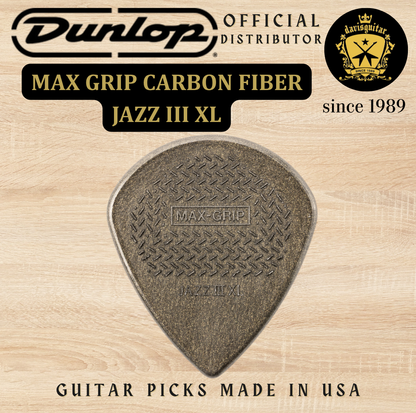 Jim Dunlop Guitar Pick Max-Grip Jazz III XL Carbon Fiber 1.38mm Made In USA
