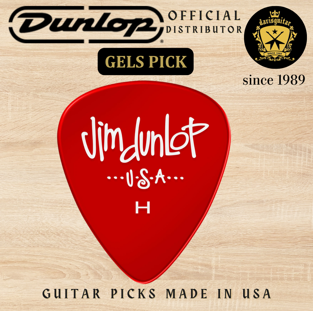Jim Dunlop Guitar Pick Gels Pick Hard Red Made In USA