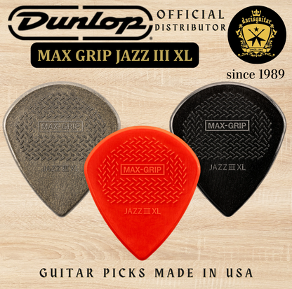 Jim Dunlop Guitar Pick Max-Grip Jazz III XL Carbon Fiber 1.38mm Made In USA