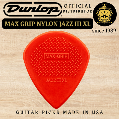 Jim Dunlop Guitar Pick Max-Grip Jazz III XL Nylon 1.38mm Made In USA