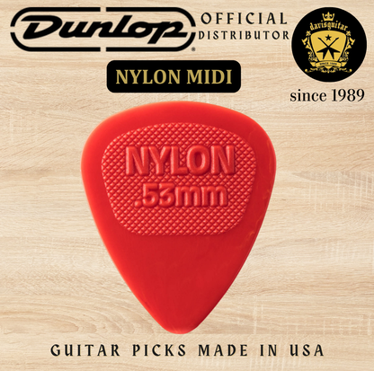 Jim Dunlop Guitar Pick Nylon Midi 0.53mm Made In USA