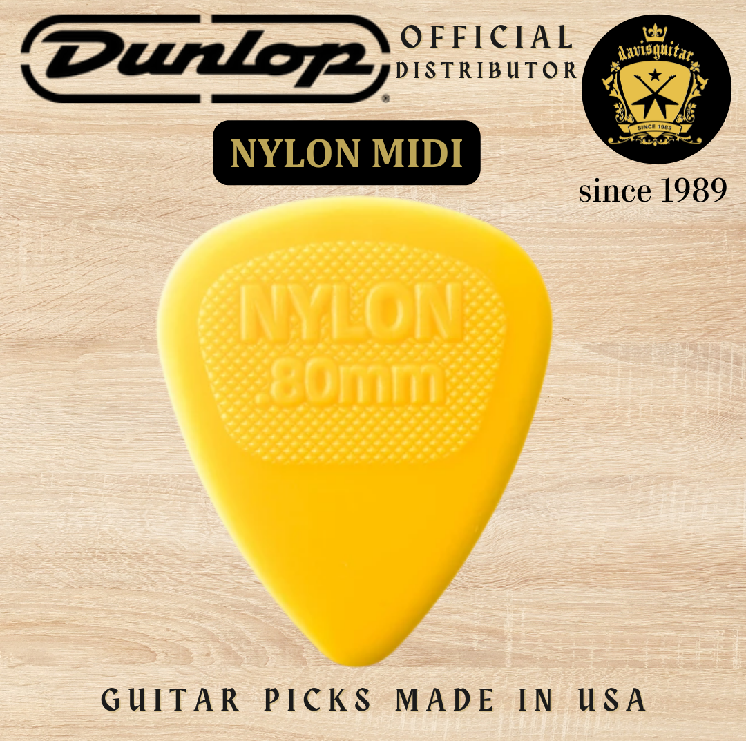 Jim Dunlop Guitar Pick Nylon Midi 0.80mm Made In USA