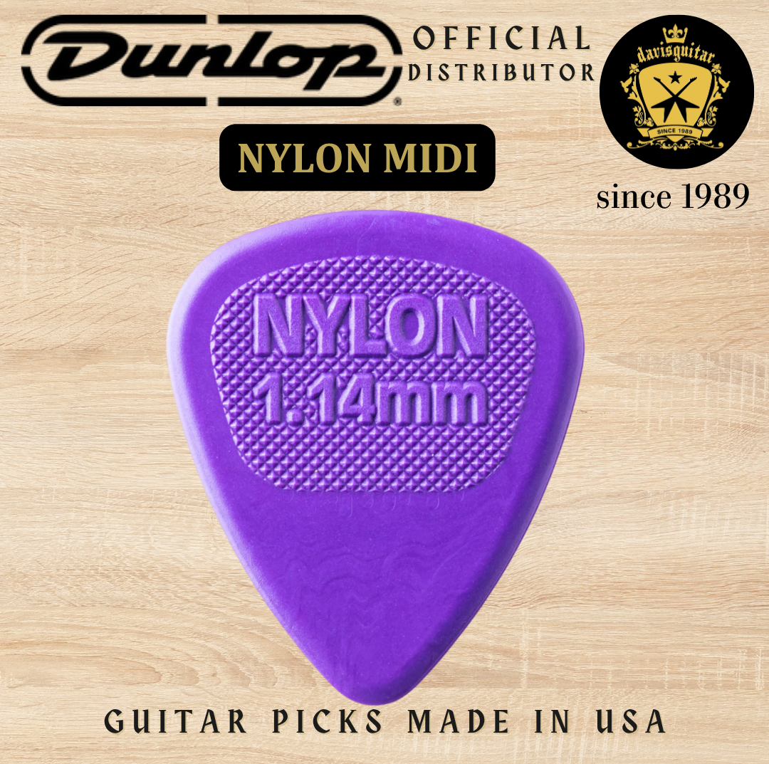 Jim Dunlop Guitar Pick Nylon Midi 1.14mm Made In USA