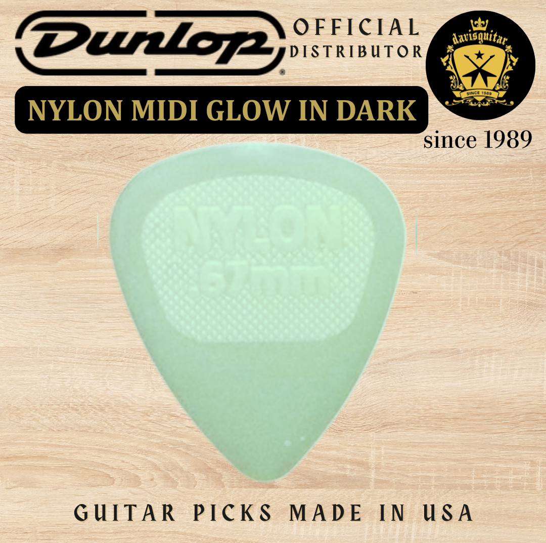 Jim Dunlop Guitar Pick Nylon Midi Glow 0.67mm Made In USA