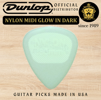 Jim Dunlop Guitar Pick Nylon Midi Glow 0.80mm Made In USA