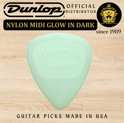 Jim Dunlop Guitar Pick Nylon Midi Glow 0.94mm Made In USA
