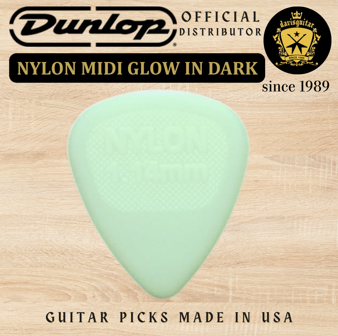 Jim Dunlop Guitar Pick Nylon Midi Glow 1.14mm Made In USA