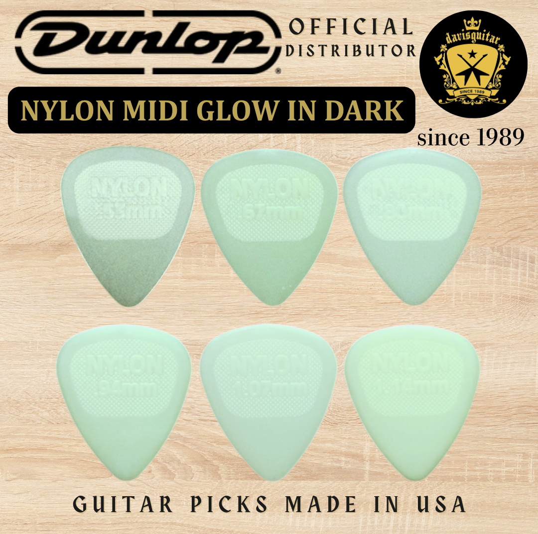 Jim Dunlop Guitar Pick Nylon Midi Glow 1.07mm Made In USA