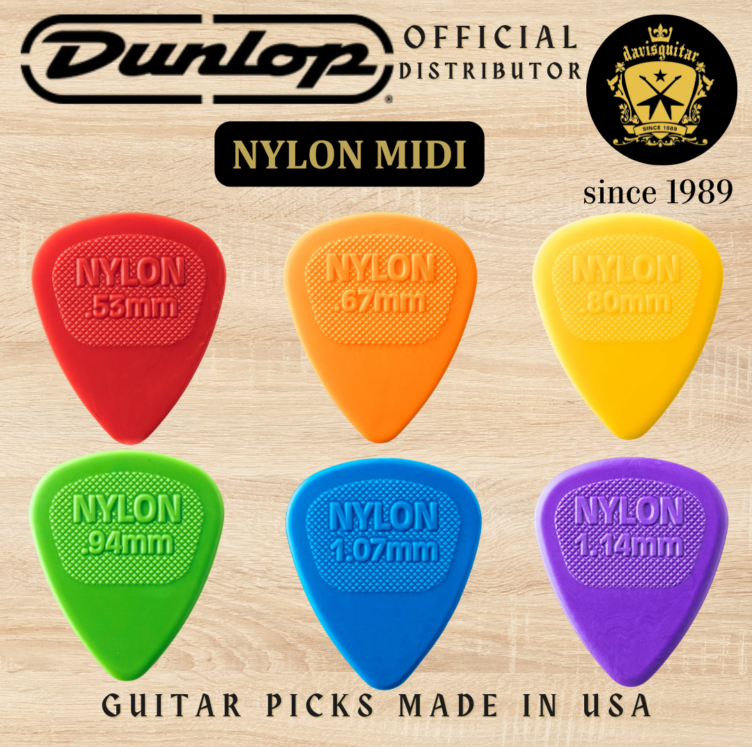 Jim Dunlop Guitar Pick Nylon Midi 0.53mm Made In USA