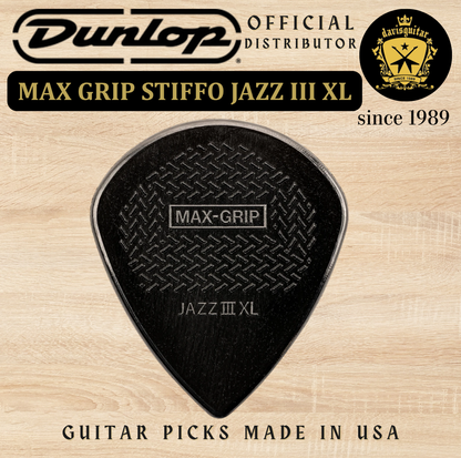 Jim Dunlop Guitar Pick Max-Grip Jazz III XL Stiffo 1.38mm Made In USA