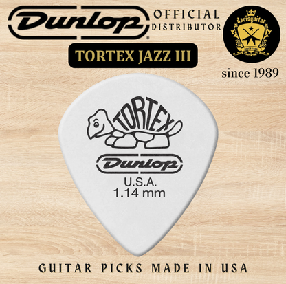 Jim Dunlop Guitar Pick Tortex White Jazz III 1.14mm Made in USA