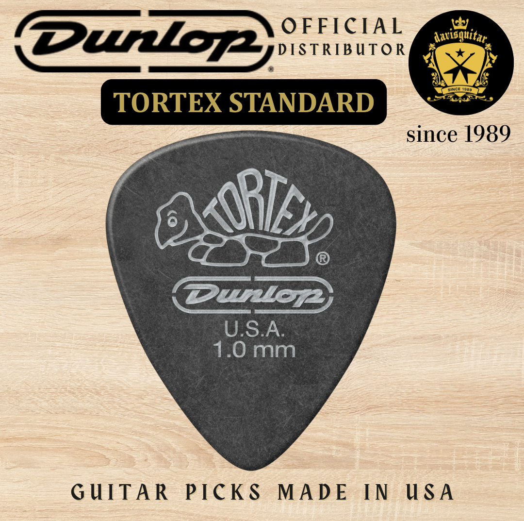 Jim Dunlop Guitar Pick Tortex Standard Pitch Black 1.00mm Made in USA