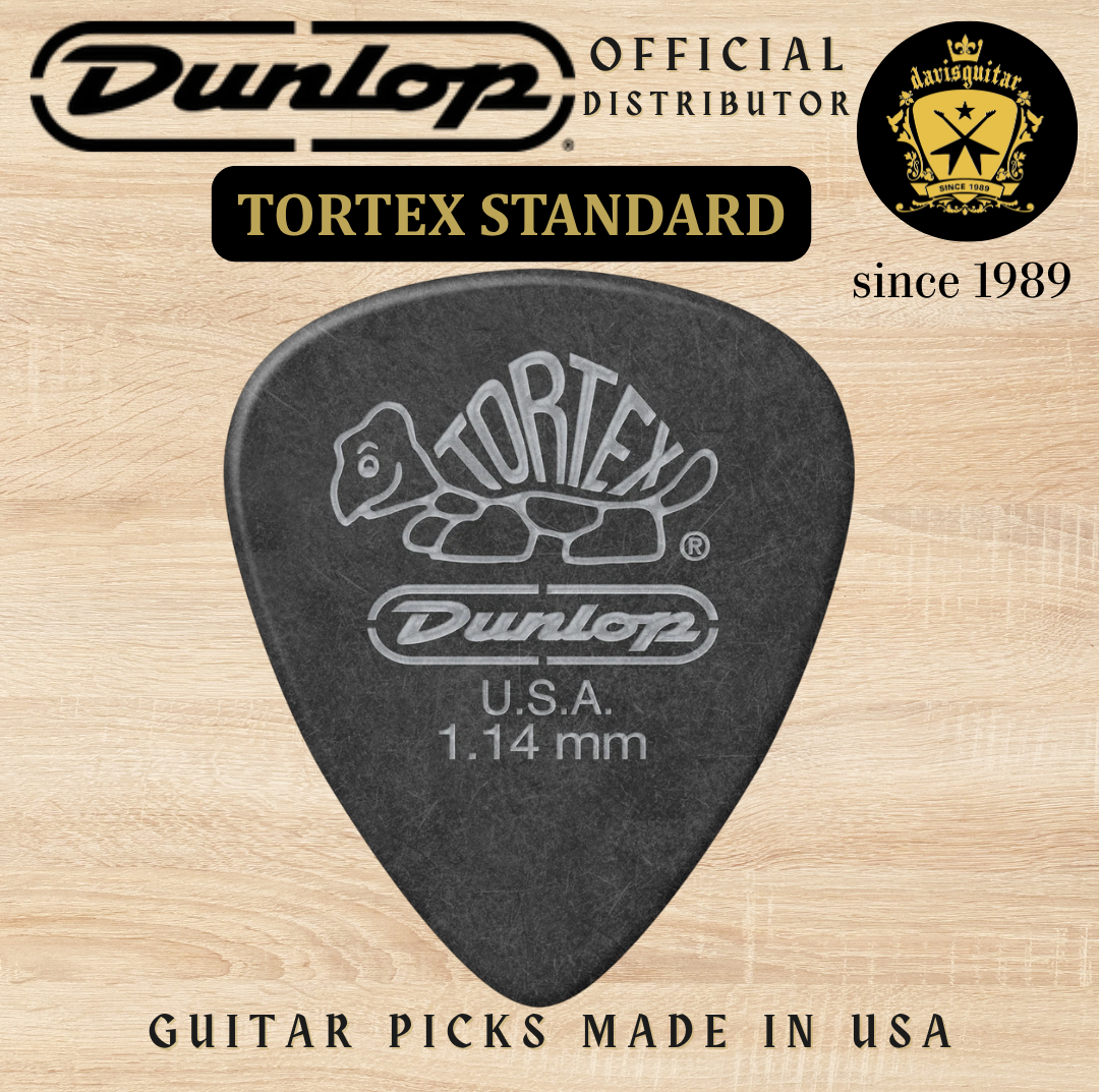 Jim Dunlop Guitar Pick Tortex Standard Pitch Black 1.14mm Made in USA