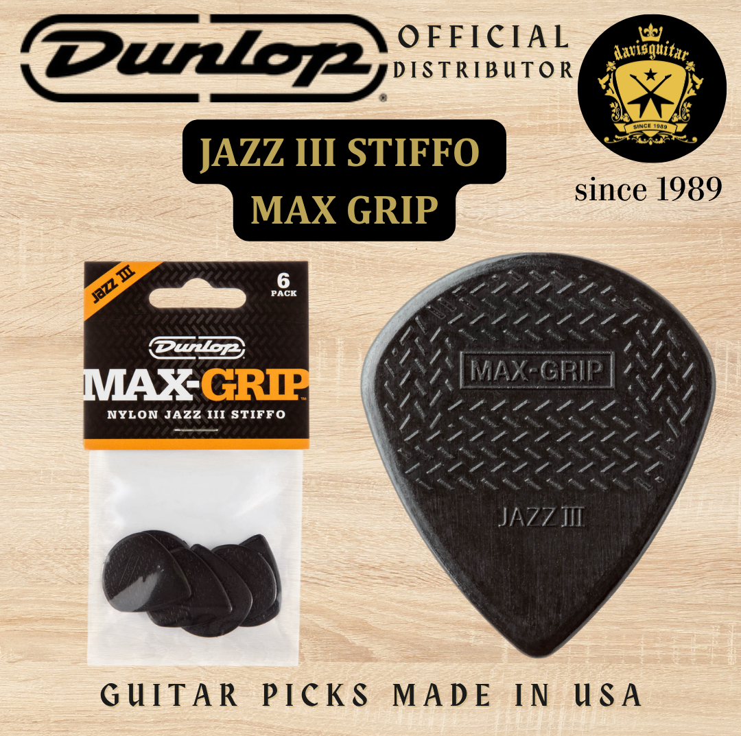 Jim Dunlop Guitar Pick Max-Grip Jazz III Stiffo 1.38mm packet (6pcs) Made In USA
