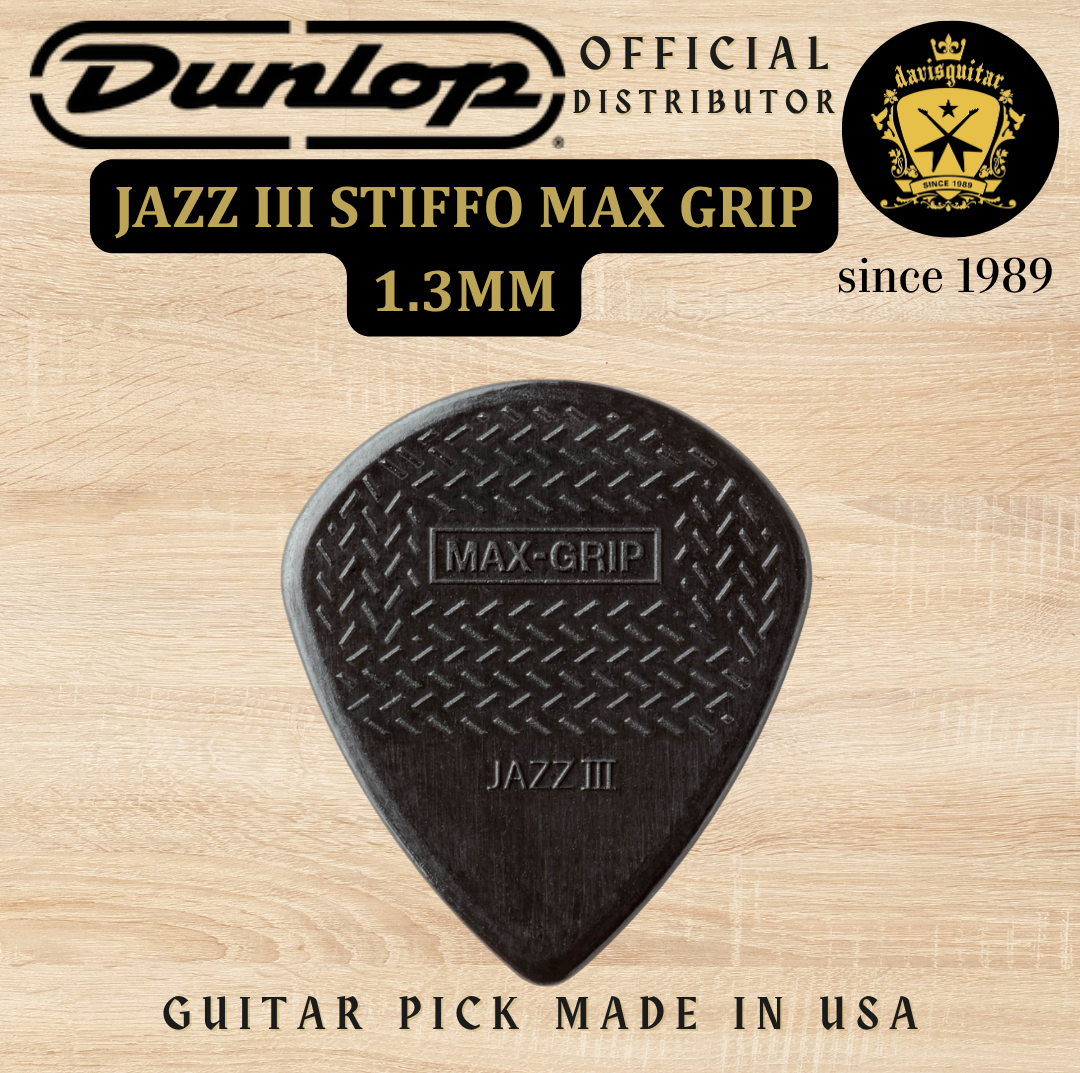 Jim Dunlop Guitar Pick Max-Grip Jazz III Stiffo 1.38mm Made In USA