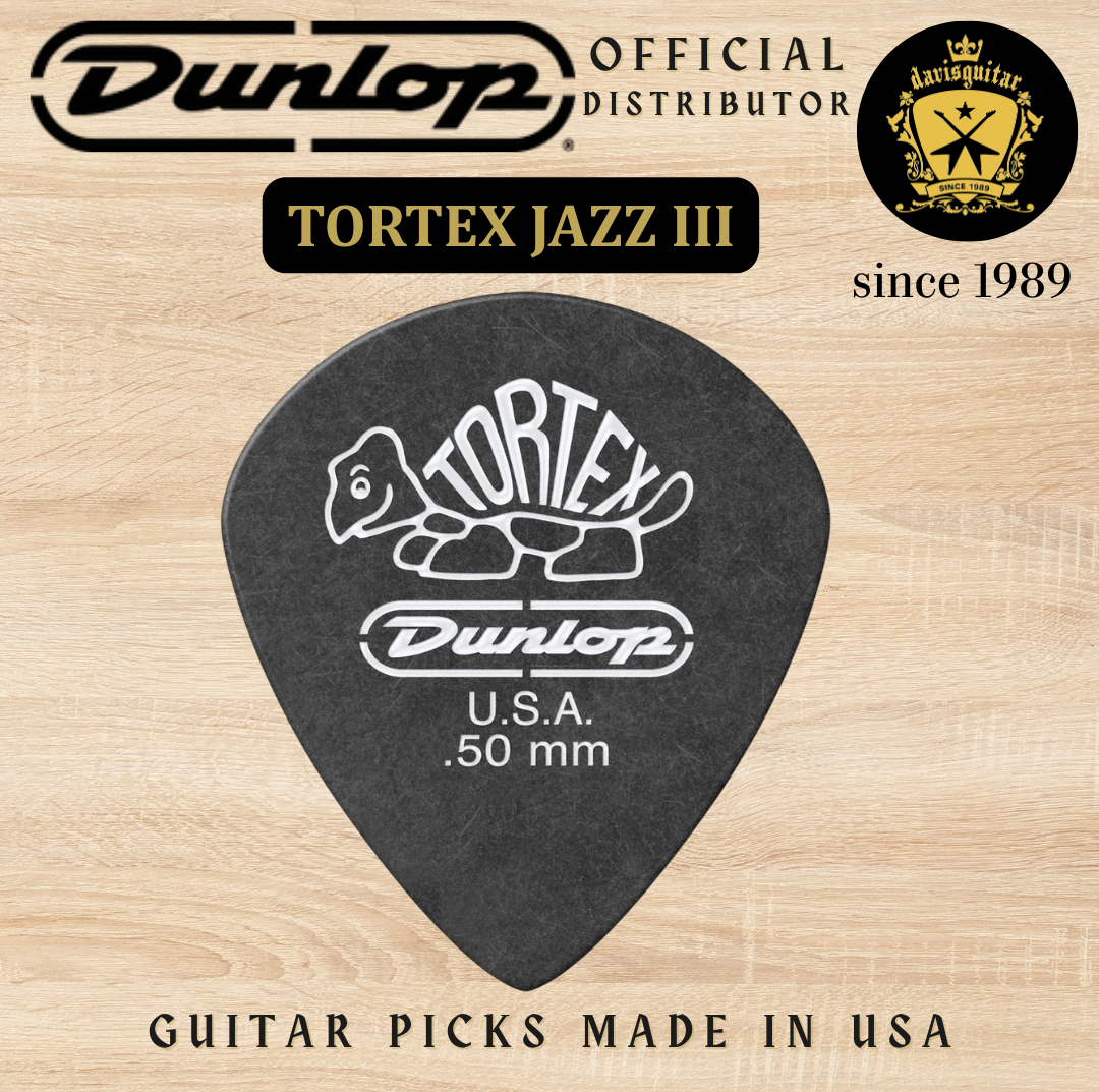 Jim Dunlop Guitar Pick Tortex Pitch Black Jazz III 0.50mm Made In USA