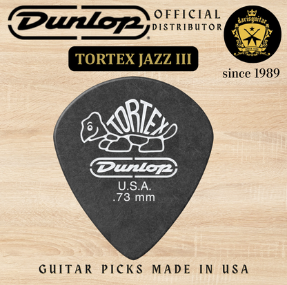Jim Dunlop Guitar Pick Tortex Pitch Black Jazz III 0.73mm Made In USA