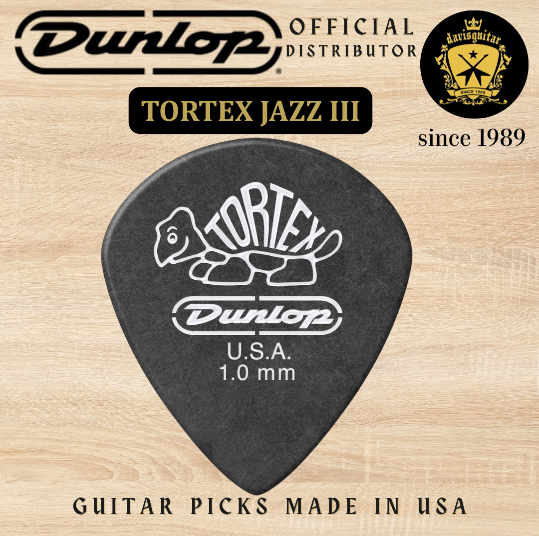 Jim Dunlop Guitar Pick Tortex Pitch Black Jazz III 1.00mm Made In USA