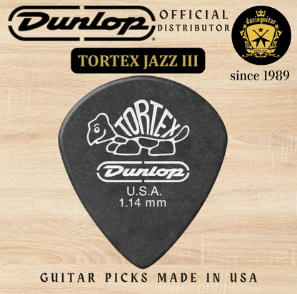 Jim Dunlop Guitar Pick Tortex Pitch Black Jazz III 1.14mm Made In USA