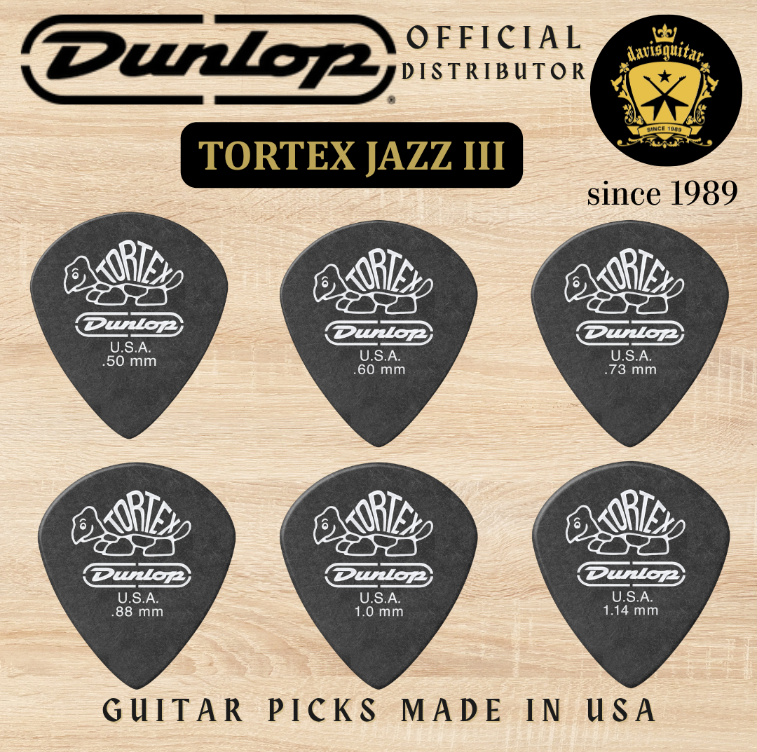 Jim Dunlop Guitar Pick Tortex Pitch Black Jazz III 0.73mm Made In USA