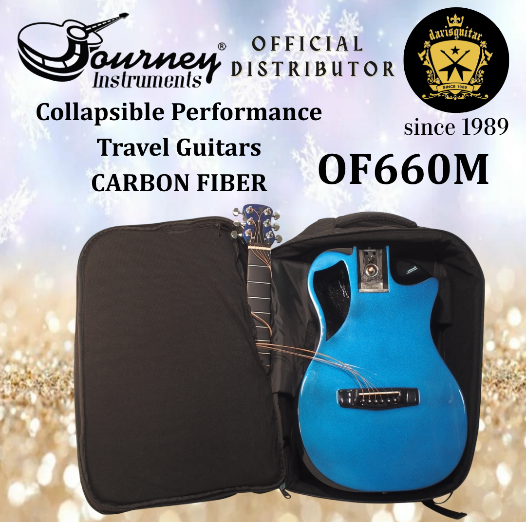 Journey Instruments Travel Acoustic Guitar Carbon Fiber Collapsible Neck OF660BP Gloss Purple Blue